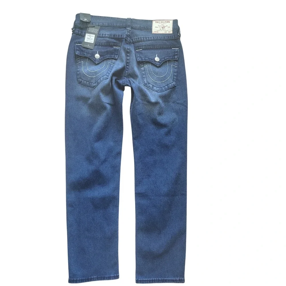 True Religion Geno Relaxed Slim Jeans Mens 33x32 Big T Flap‎ Medium Rustic Barn